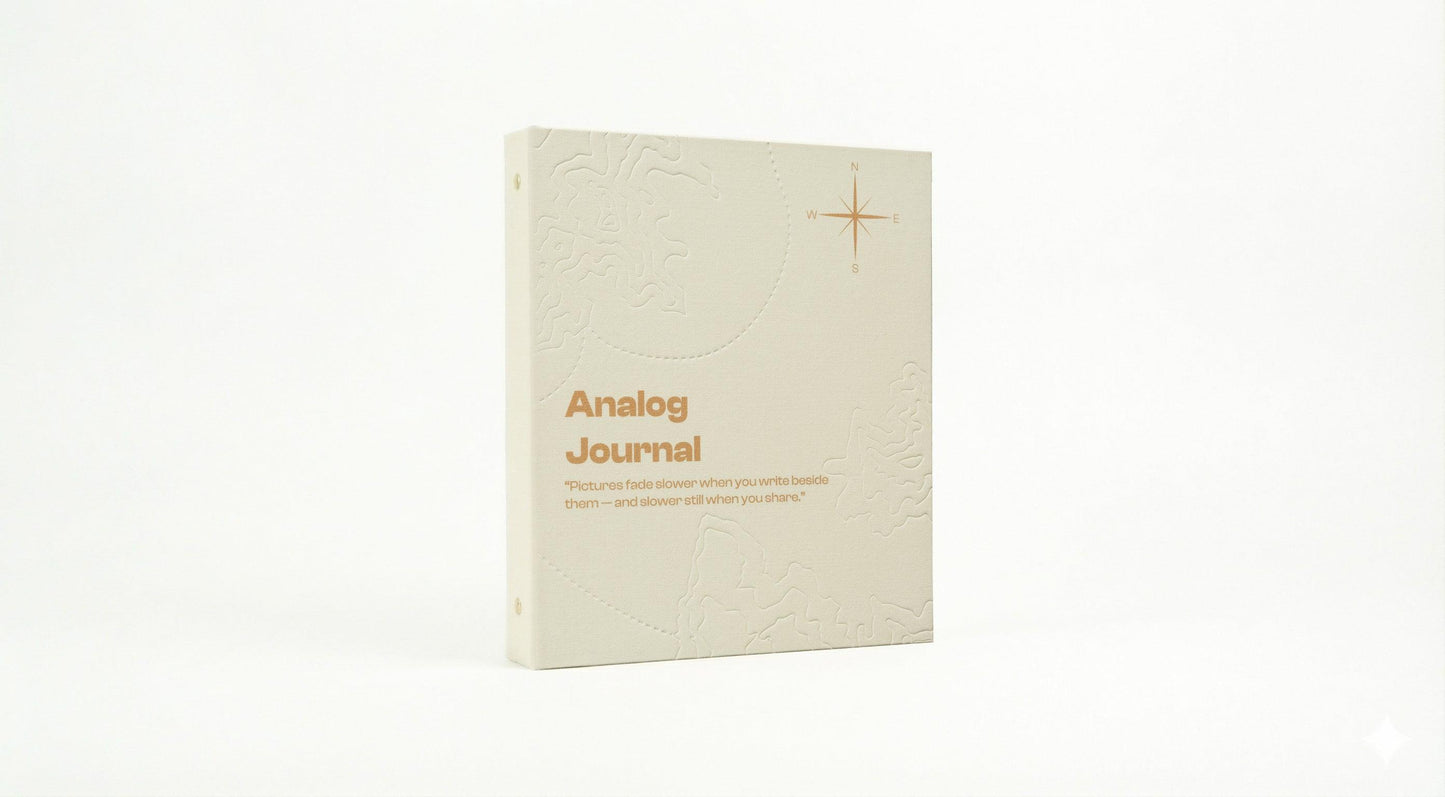 PostRush Analog Journal with linen-textured cover and minimalist typography