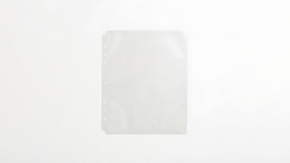 Translucent refill pocket page for a 6-ring binder, designed for storing photos, postcards, or paper inserts.