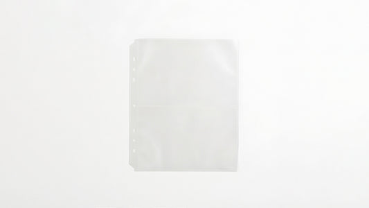 Translucent refill pocket page for a 6-ring binder, designed for storing photos, postcards, or paper inserts.
